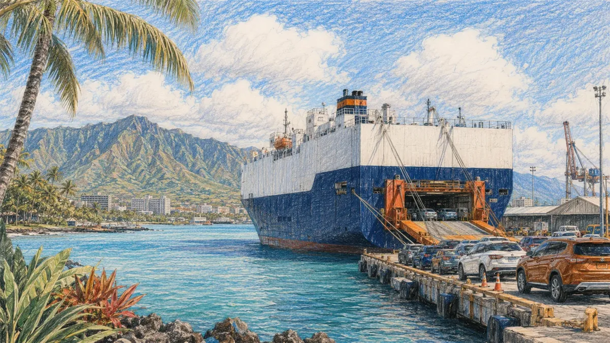 Hawaii Auto Transport vehicle shipping service artwork